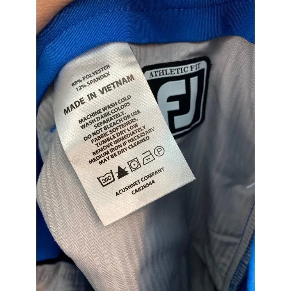 FJ Footjoy Men's Athletic Fit Performance Golf Pant Bright Blue Size 33x34